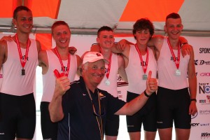 Bainbridge boys lightweight four and coach Beall