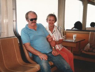 D.B. Cooper disguised as me, and my sister Minerva, on a ferry to Seattle back in the day